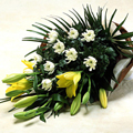 Bouquet of white chrysanthemums and lilies ( 5R-9 )