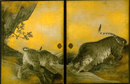 名品【真作】円山応挙【大幅・水呑虎図】◆絹本◆識箱◆掛軸 x05105 山口素絢 急風水呑虎図 - 日本の動物画\u2010いきもののかたち\u2010 江戸期の