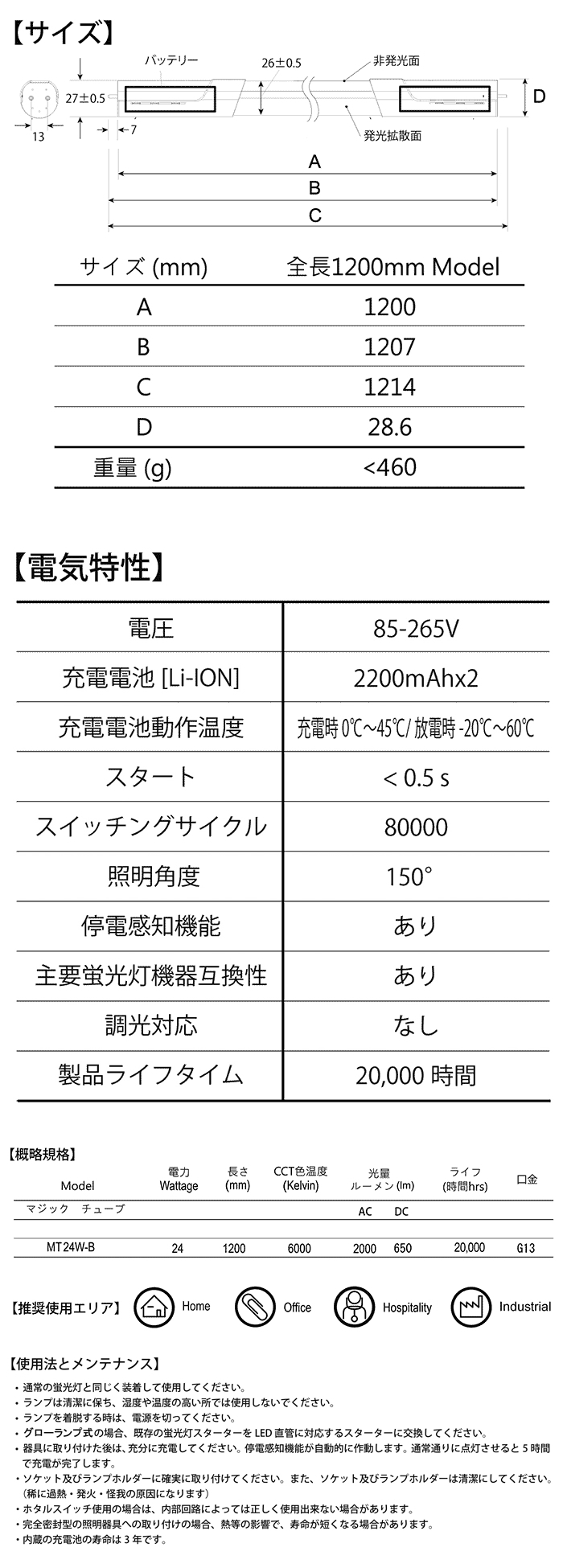 停電時自動点灯ｌｅｄ蛍光灯 Br マジックチューブ インテリア G Call ショッピング