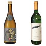 【峡南２町共通返礼品】日本酒純米酒（鷹座巣）・ワイン（楽園ワイン白）セット　　