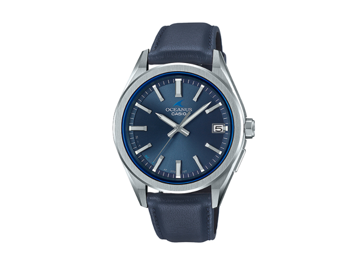 CASIO OCEANUSOCW-T200SLE-2AJRネイビー レザー 時計 Casio Oceanus 41mm Stainless Steel Case, Blue Leather Strap