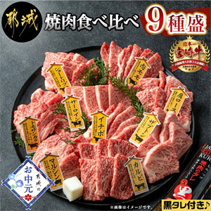 【お中元ギフト対象品】宮崎牛焼肉食べ比べ9種盛　