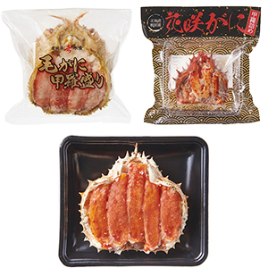 北海道あじよし水産 国産三種蟹（タラバ・毛ガニ・花咲）甲羅盛の食べ