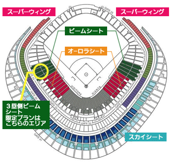 7月7日(金) 東京ドーム 巨人 vs 横浜DeNA オーロラシートB 3塁側 特注